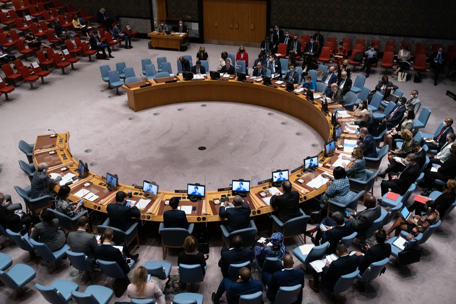 Secretary of State Antony J. Blinken participates in the UN Security Council meeting on Climate and Security at the United Nations in New York, New York, on September 23, 2021. [State Department photo by Ron Przysucha/ Public Domain]