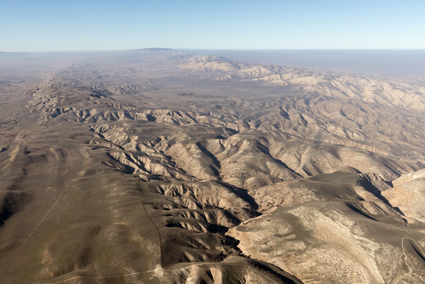 Title: Aerial view of a portion of the San Andreas fault in California's Sierra Madre Mountains, midway between Bakersfield and Santa Barbara
Physical description: 1 photograph : digital, tiff file, color.

Notes: Title, date, and keywords provided by the photographer.; The geological fault runs roughly 810 miles through California. It forms the tectonic boundary between the Pacific Plate and the North American Plate.; Credit line: The Jon B. Lovelace Collection of California Photographs in Carol M. Highsmith's America Project, Library of Congress, Prints and Photographs Division.; Forms part of: Jon B. Lovelace Collection of California Photographs in Carol M. Highsmith's America Project in the Carol M. Highsmith Archive.; Gift; The Capital Group Companies Charitable Foundation in memory of Jon B. Lovelace; 2012; (DLC/PP-2012:063).