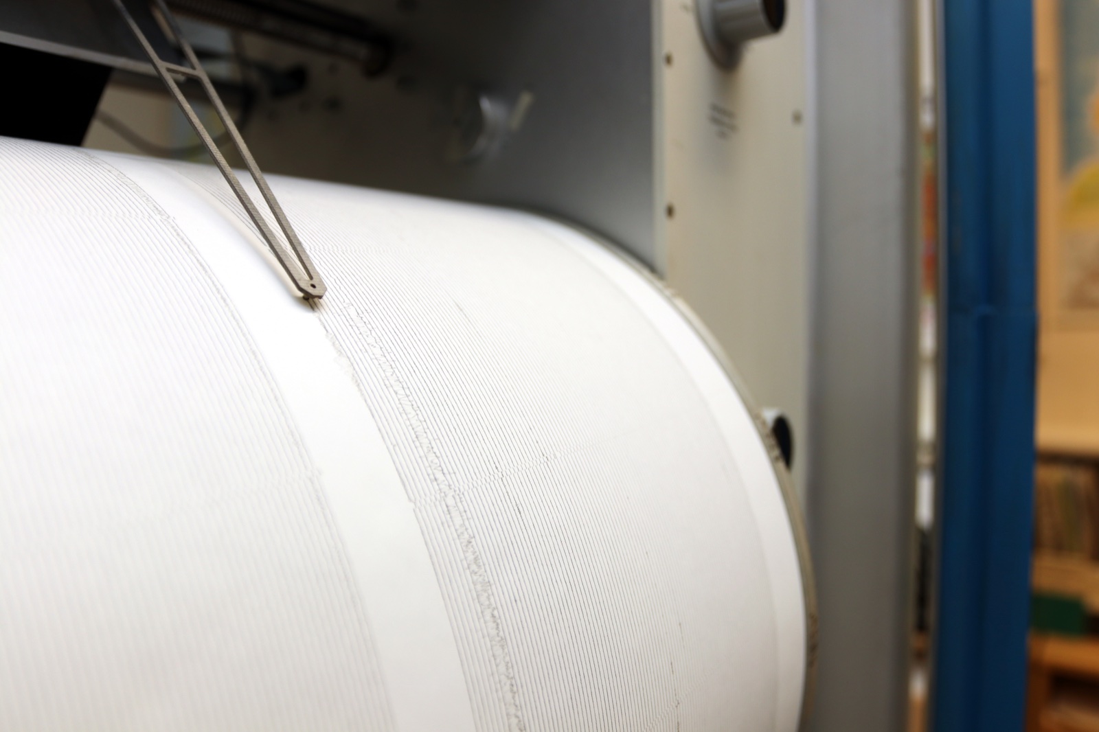Part of the historical seismometer with the seismogram, which has been used at the Institute of Geophysics of the Czech Academy of Science.
